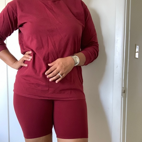 Burgundy “Biker Short” Set. - Picture 2 of 7